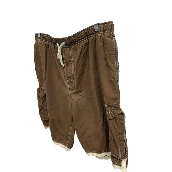 Arizona Jean Co. Mens Brown Cargo Shorts Elastic Waist Drawstring Swimsuit - Picture 3 of 9